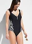 Black Zebra Side-Print Swimsuit