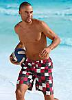 Buffalo Red Checked Long Swimming Shorts