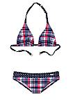 Venice Beach Navy Checked Triangle Bikini