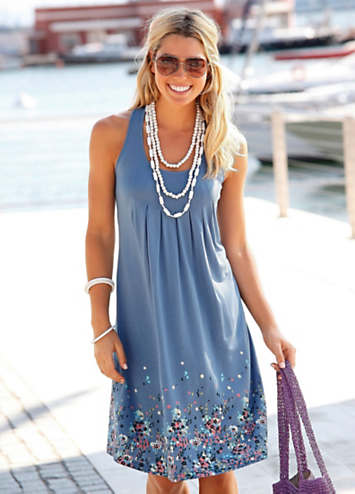 Beachtime Blue Petal Print Sun Dress