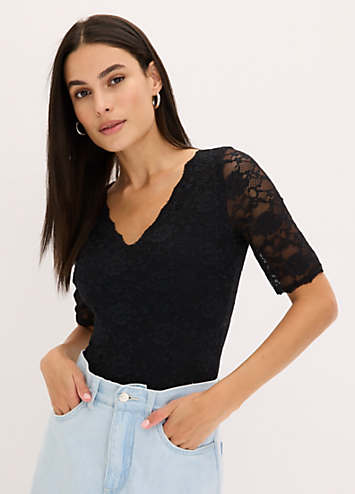 Black Bow-Trim Swimdress