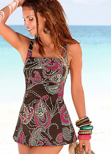 LASCANA Brown Paisley Swimdress