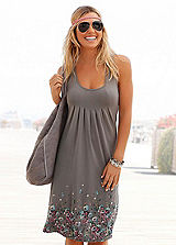 Beachtime Taupe Floral Beach Dress