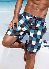 Buffalo Blue Checked Swimming Shorts