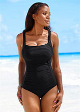 LASCANA Black Gathered Swimsuit
