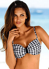 LASCANA Black Gingham Bikini Top