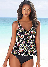 LASCANA Black Underwired Floral Tankini