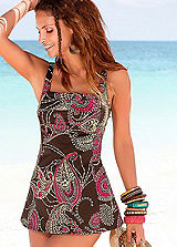LASCANA Brown Paisley Swimdress
